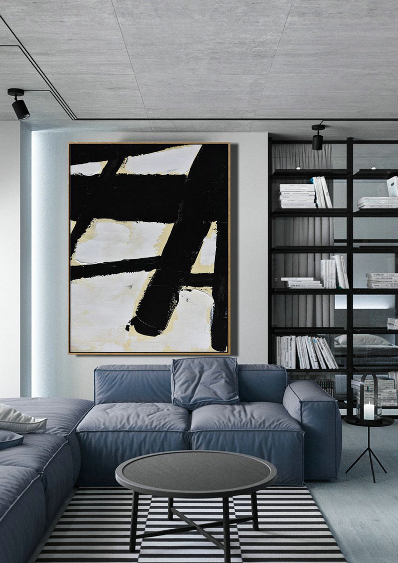 Extra Large Canvas Art,Minimalist Painting On Canvas, Palette Knife Vertical Minimal Art - Modern Wall Decor